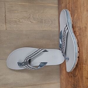 Chaco Playa Pro Sandals Women's 10 Black/Grey Leather Strap w/Toe Post Slip On